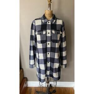 Lands’ End Buffalo Plaid Chore Jacket Fleece Lined Coat Shacket Womens L 14-16